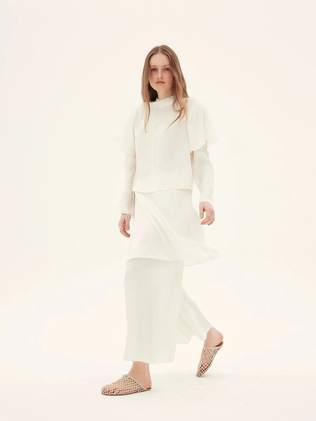 Acetate Flutter Sleeve Top And Trouser Set