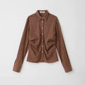 Pleated Plaid Cotton Button-Down Shirt