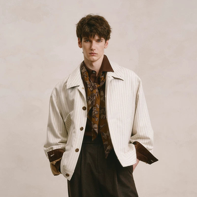 Striped Cotton Canvas Chore Jacket