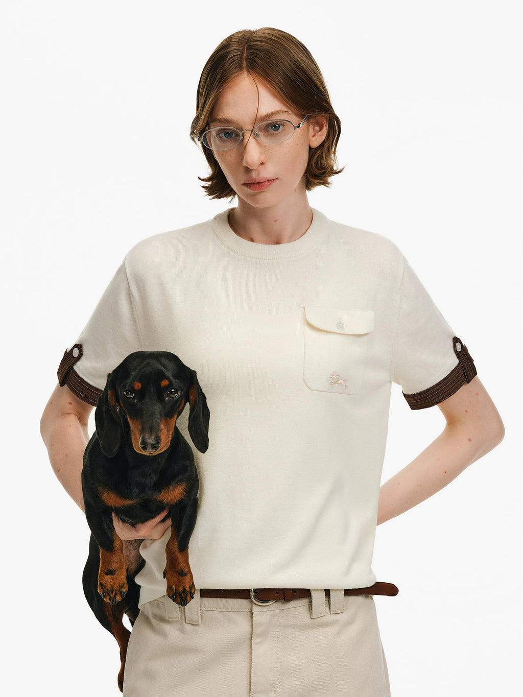 Silk Wool Blend Pocket Knit Top
