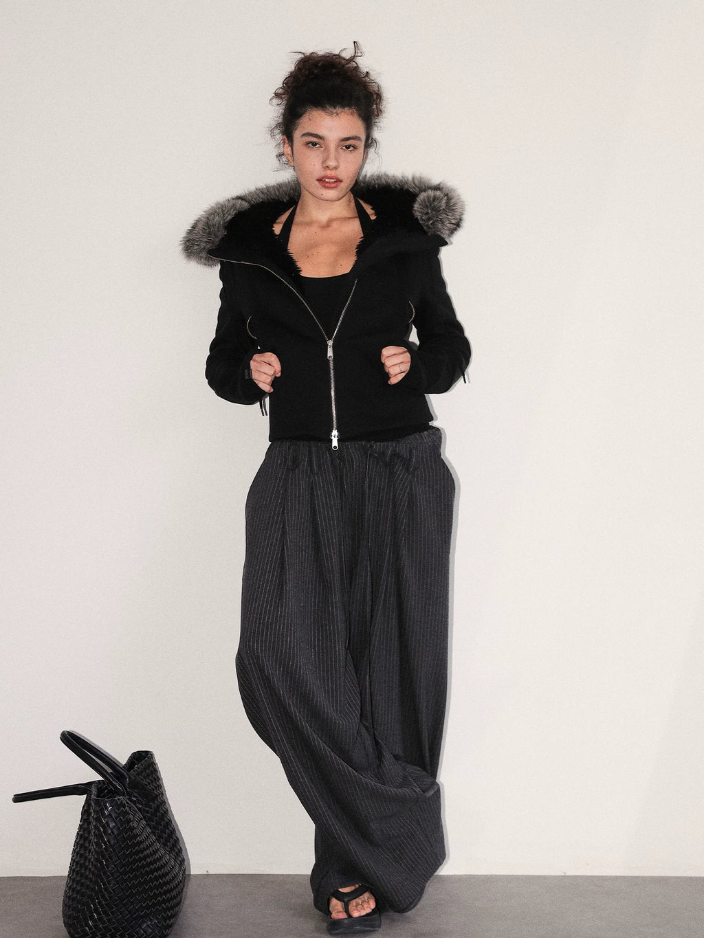 Faux Fur Trimmed Hooded Jacket
