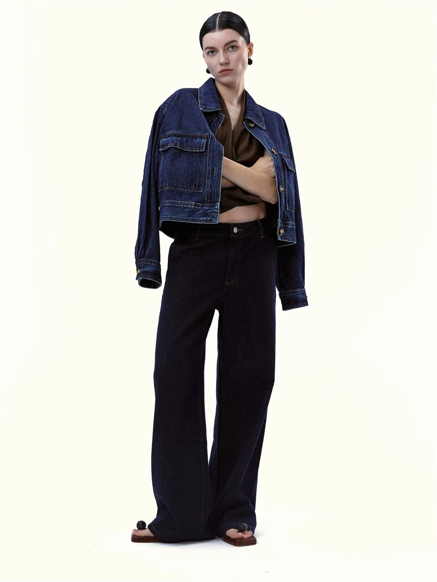 High-Waisted Wide-Leg Denim Jeans