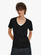 Linen Blend V-Neck Pocket T-Shirt