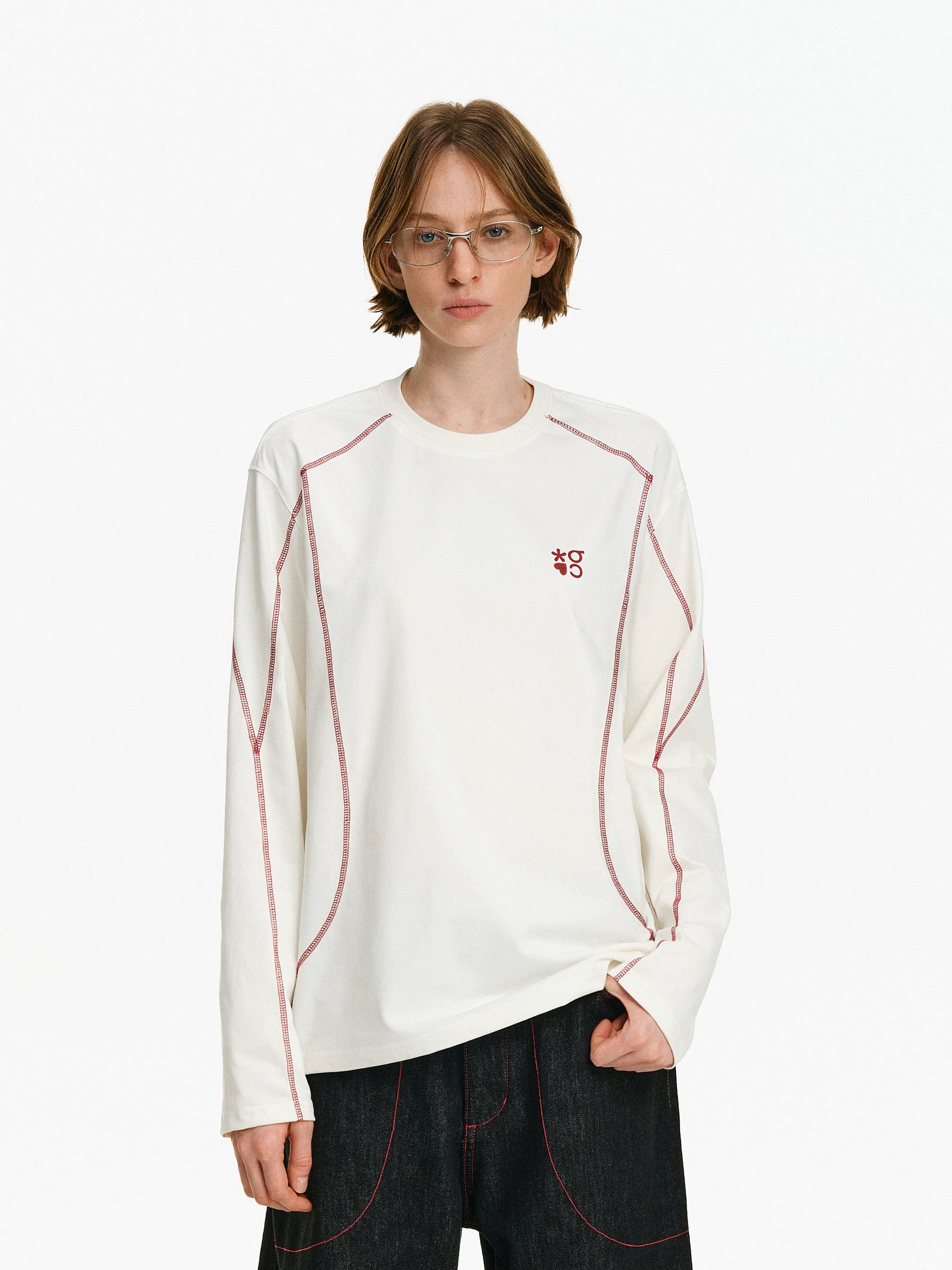 Contrast Stitch Long Sleeve Crewneck