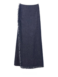 Asymmetric Fringe Denim Culottes