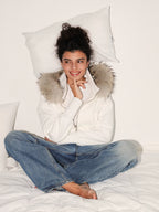 Cropped Fur-Trimmed Zip-Up Hoodie