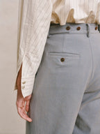 Pleated Corduroy Tapered Trousers