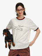 Line Art Graphic Crew Neck T-Shirt