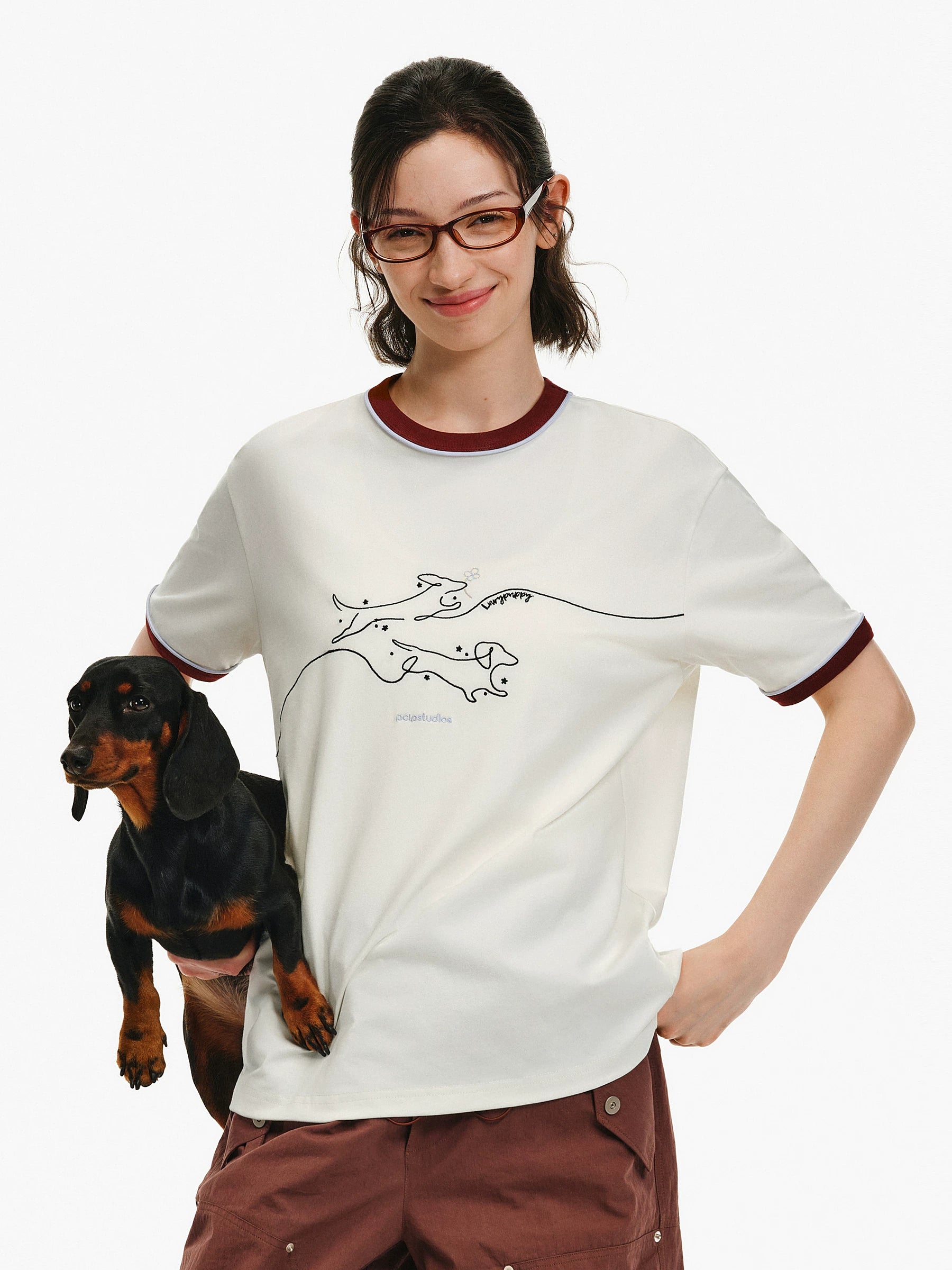 Line Art Graphic Crew Neck T-Shirt