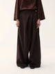 Suede Pleated Wide-Leg Trousers
