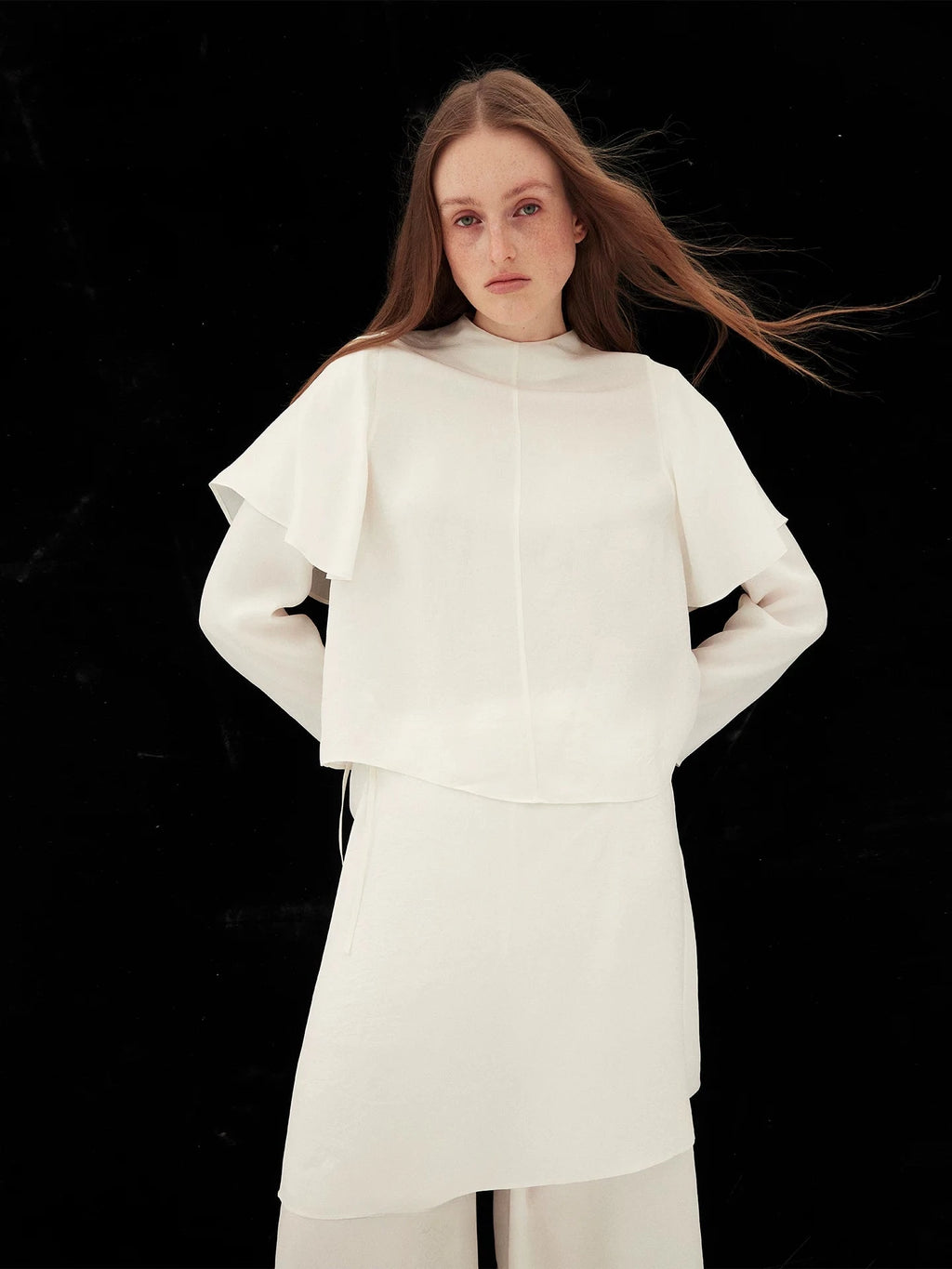 Acetate Flutter Sleeve Top And Trouser Set