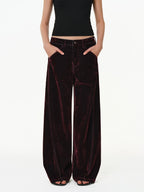 Flocked Velvet Wide-Leg Trousers