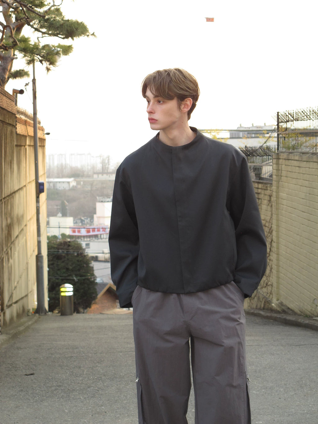 Minimalist Stand Collar Zip Jacket