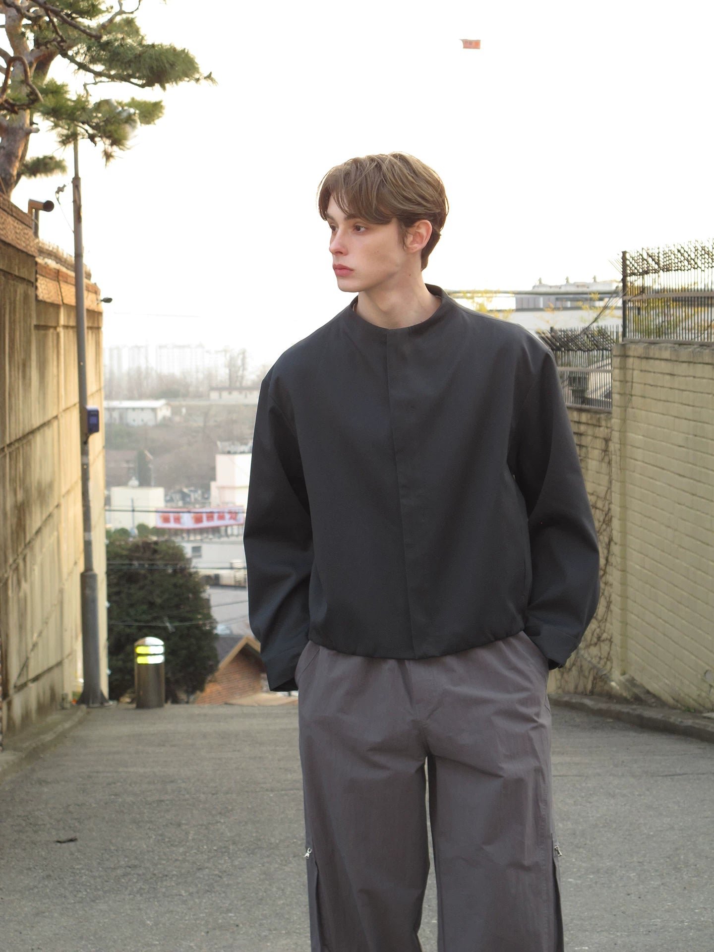 Minimalist Stand Collar Zip Jacket