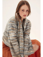 Fringed Multi-Tone Knit Cropped Jacket