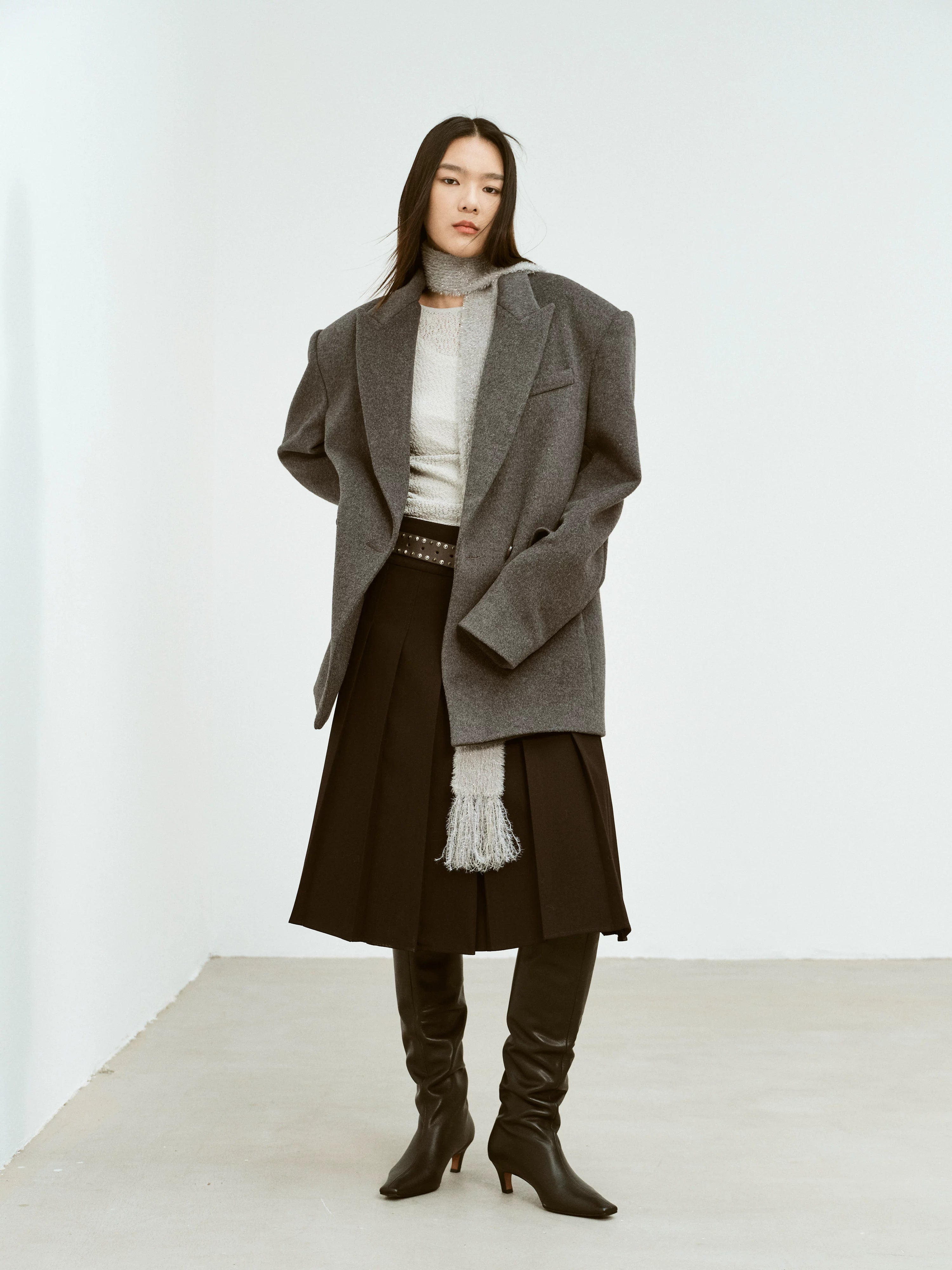 Oversized Wool Blend Tailored Blazer