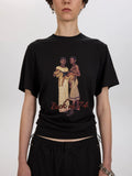 Graphic Print Back Cut-Out T-Shirt