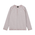 Embroidered Henley Long-Sleeve Tee