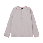 Embroidered Henley Long-Sleeve Tee