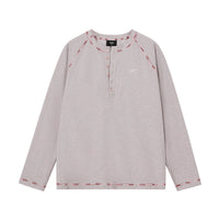 Embroidered Henley Long-Sleeve Tee