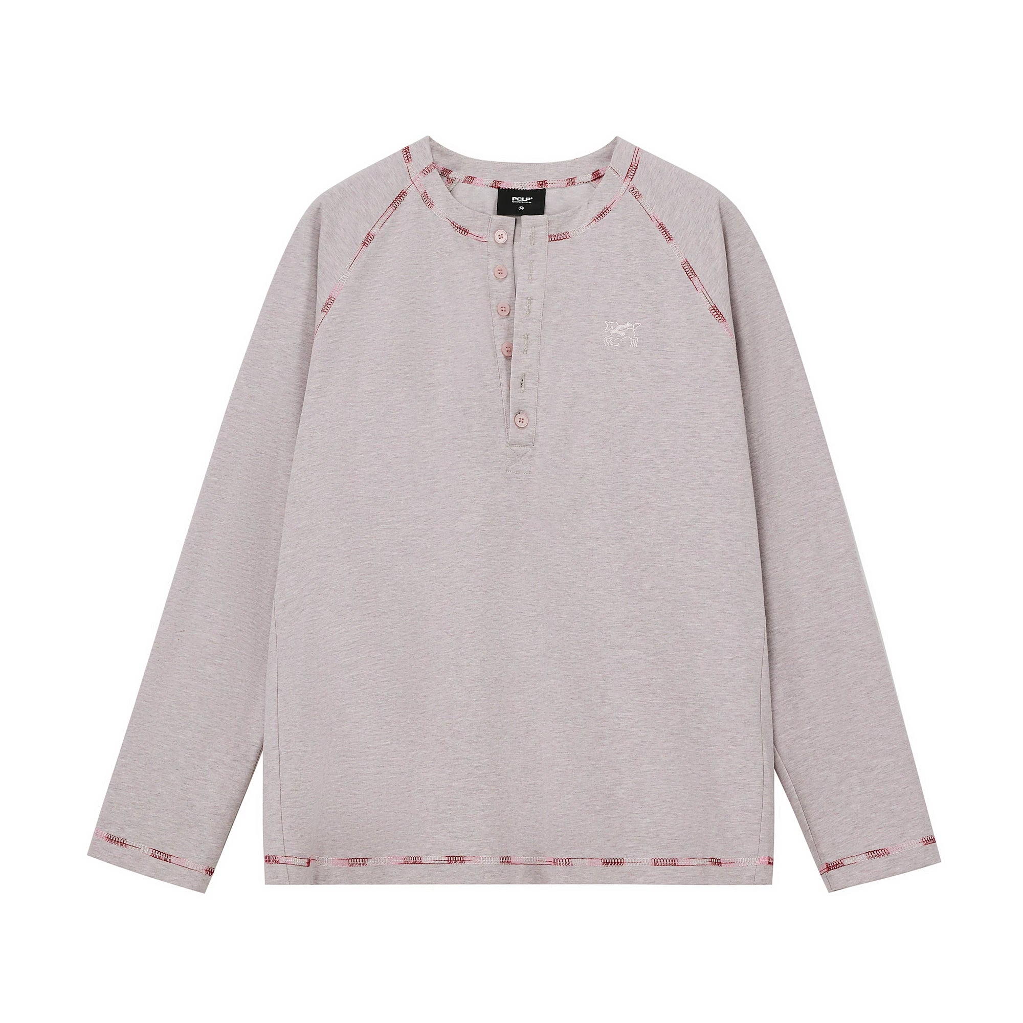 Embroidered Henley Long-Sleeve Tee