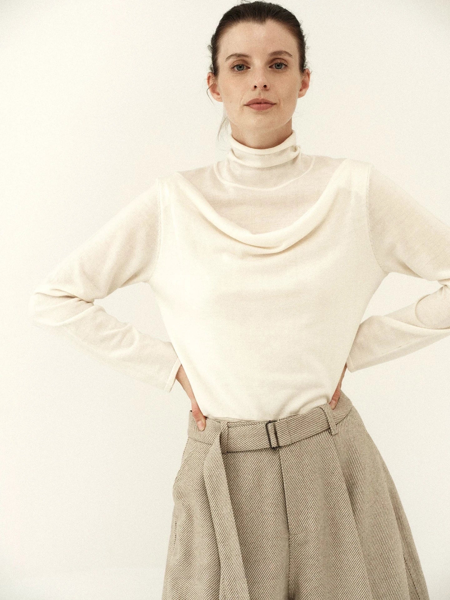 Off-White Wool Mock Neck Sweater