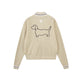 Embroidered Puppy Zip-Up Knit Cardigan