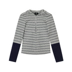 Layered Striped Hooded Long-Sleeve Top