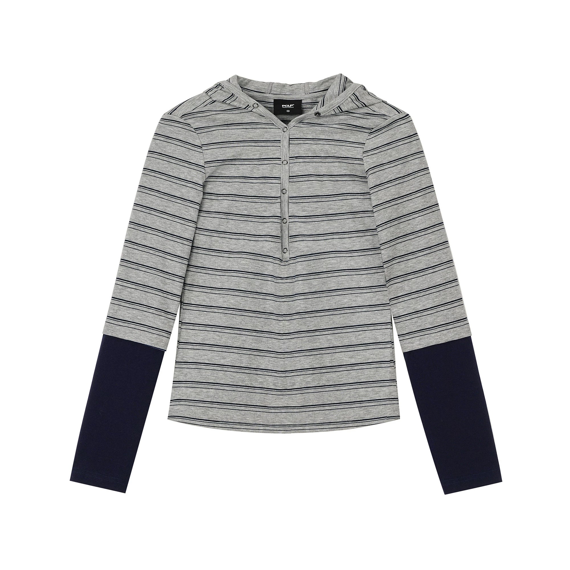 Layered Striped Hooded Long-Sleeve Top