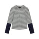 Layered Striped Hooded Long-Sleeve Top