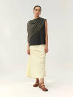Asymmetrical Draped Midi Skirt