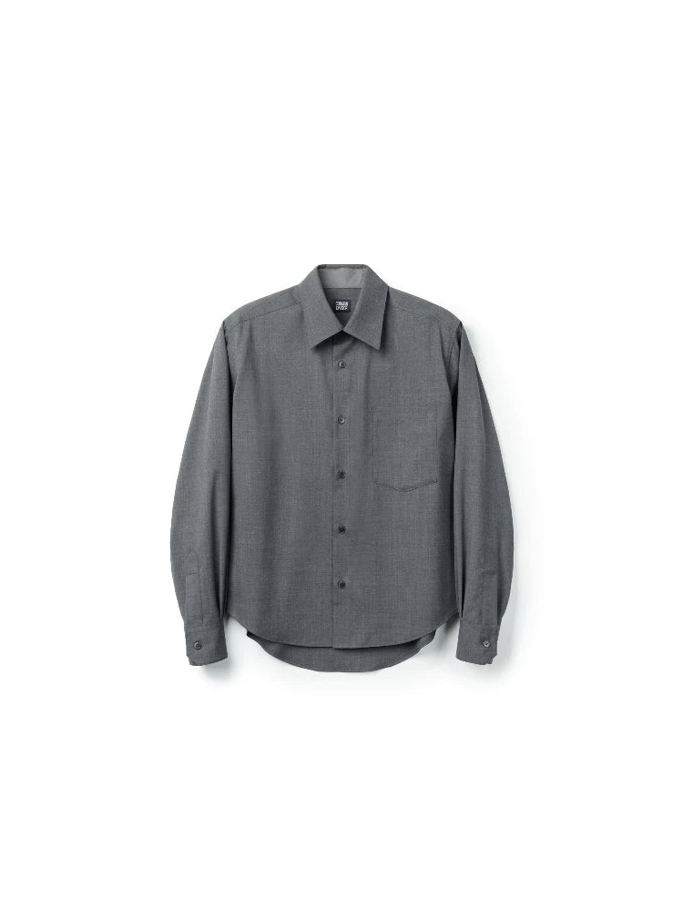 Charcoal Wool Blend Button-Down Shirt