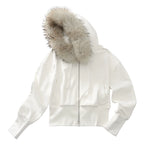 Cropped Fur-Trimmed Zip-Up Hoodie