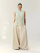 Pleated Wide-Leg Linen Trousers