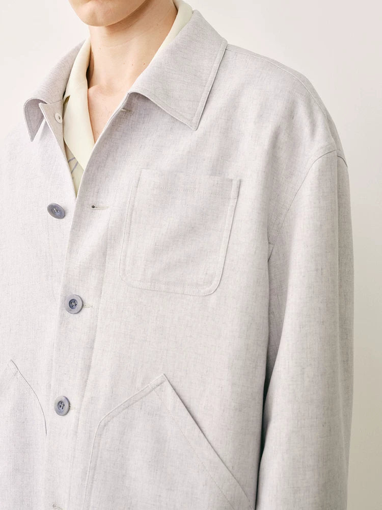 Boxy Single-Breasted Patch Pocket Jacket