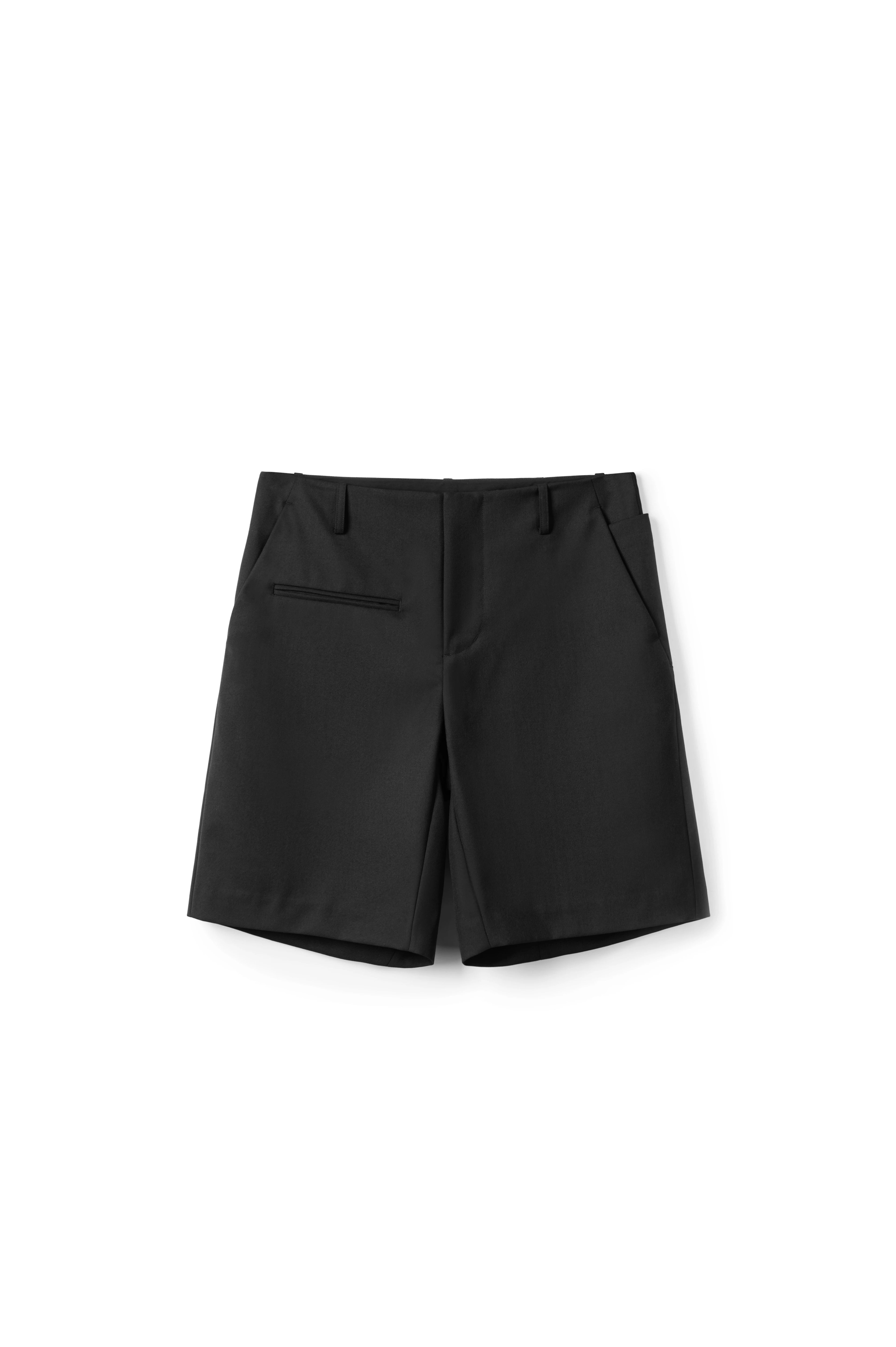 Asymmetrical Waist Leather Tailored Shorts
