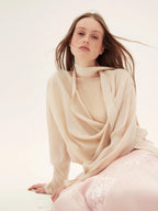 Triacetate Ribbon-Tie Draped Blouse