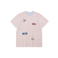 Snoopy Graphic Striped Cotton T-Shirt