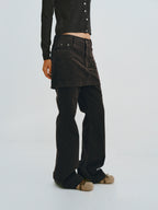 Corduroy Layered Flared Trousers