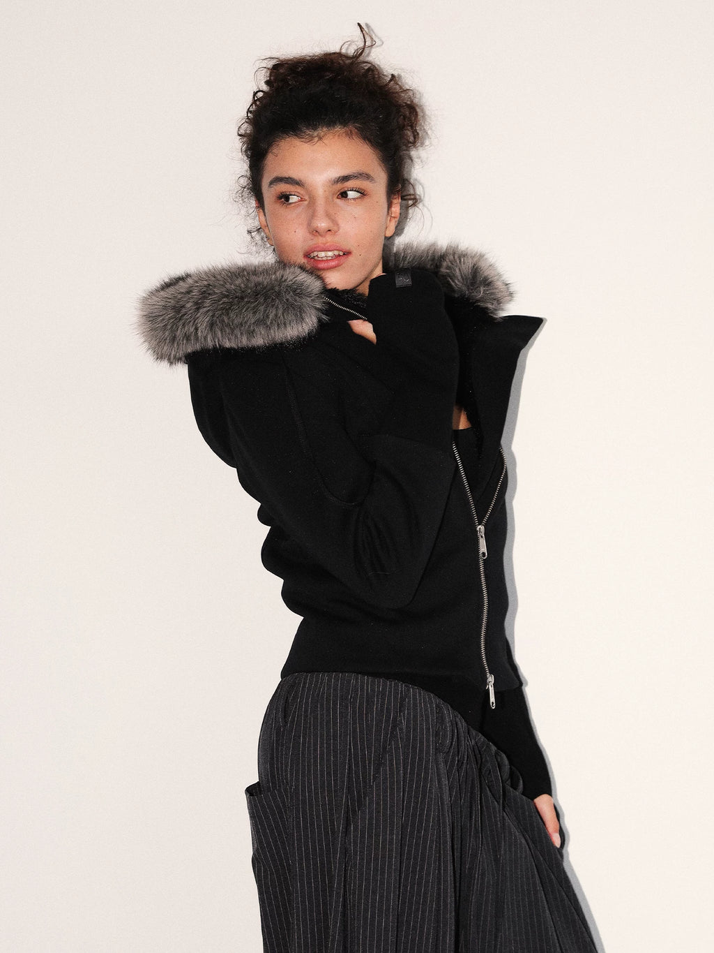 Faux Fur Trimmed Hooded Jacket
