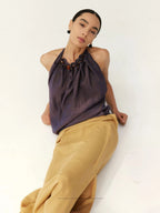 Dusk Purple Beaded Halter Top