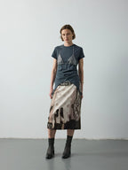 Asymmetric Pleated Cotton T-Shirt With Sequin Overlay