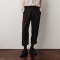 Wool Blend Pleated Cropped Trousers