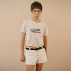 Jacquard Knit Cropped Graphic T-Shirt
