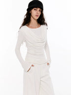 Draped Asymmetrical Modal Long Sleeve Top