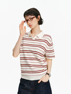 Striped Knit Polo Shirt