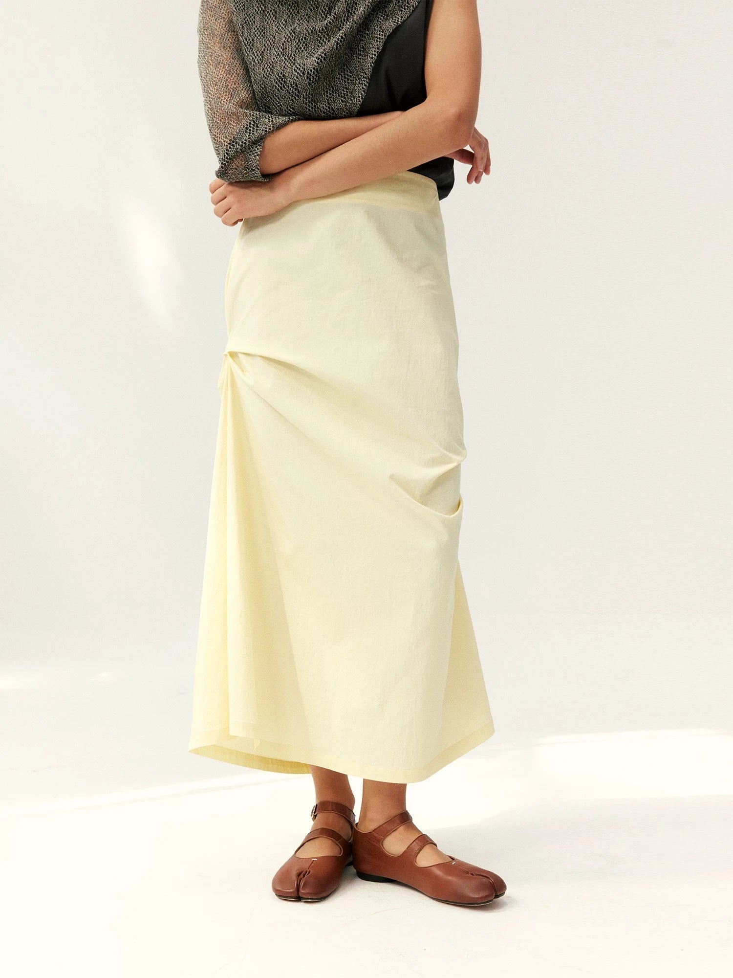 Asymmetrical Draped Midi Skirt