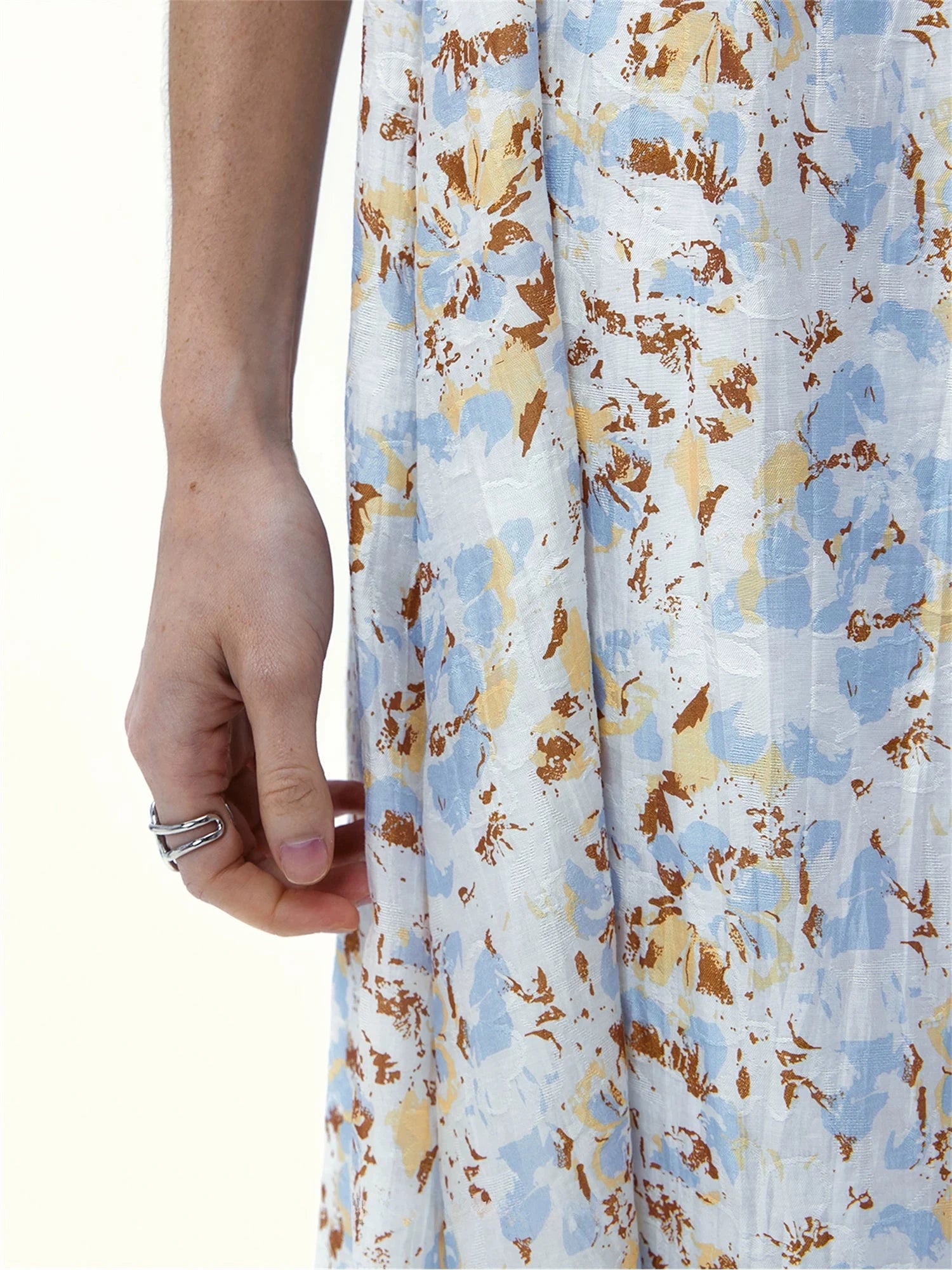 Naples Garden Floral Leather-Belted Dress