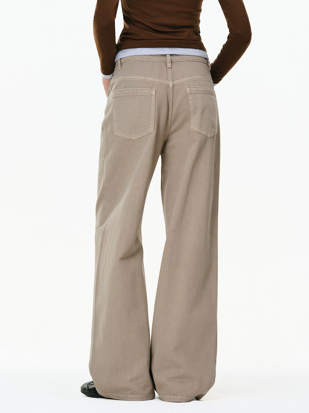 Washed Khaki Wide-Leg Jeans