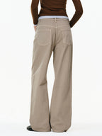 Washed Khaki Wide-Leg Jeans